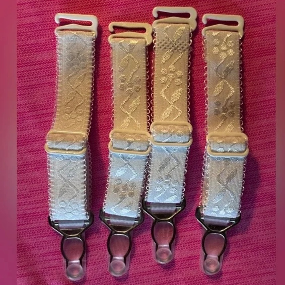 4 replacement garters belt straps. Adjustable length from 4.5” to 6” 15mm wide